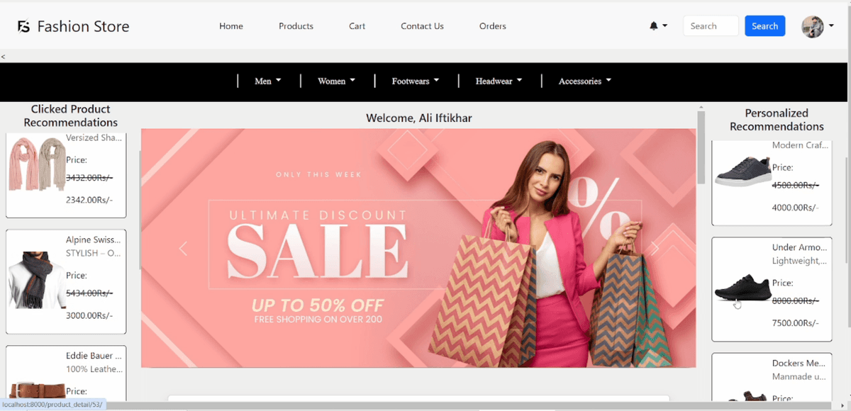 Fashion Store with AI Recommendation System